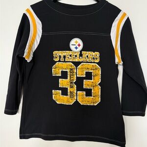 Pittsburgh Steelers NFL Youth Long Sleeve Shirt Black & Gold #33  Long Sleeve S